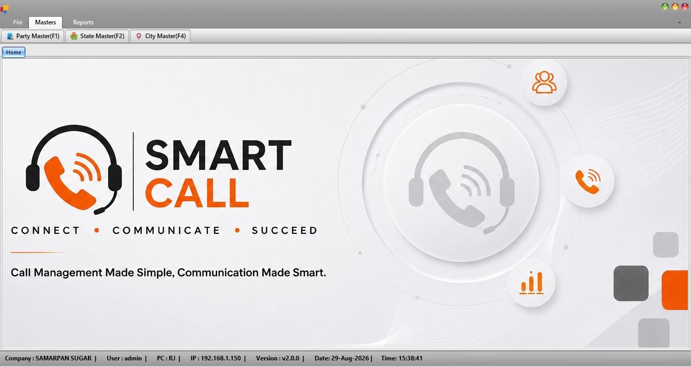 Smart Call desktop call management application home screen