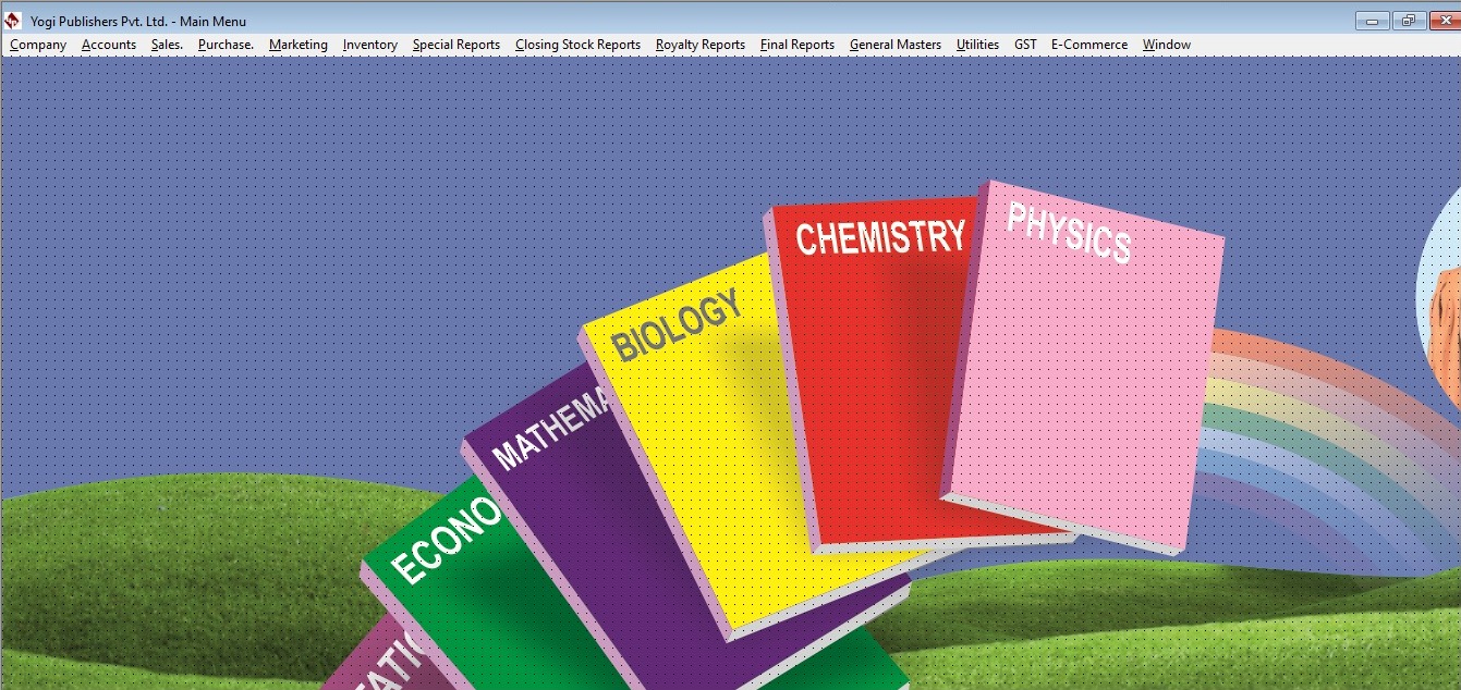 Book publishing manufacturing management application main menu